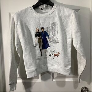 DKNY Gray Graphic Crew Neck Sweater size XS. NWT.